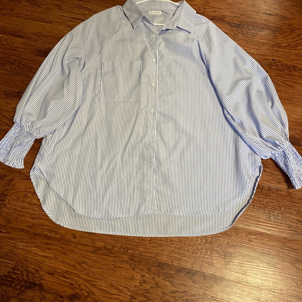 Blouse oversized blue and white